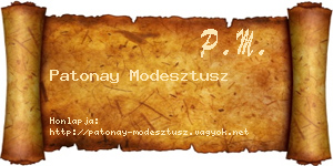 Patonay Modesztusz névjegykártya